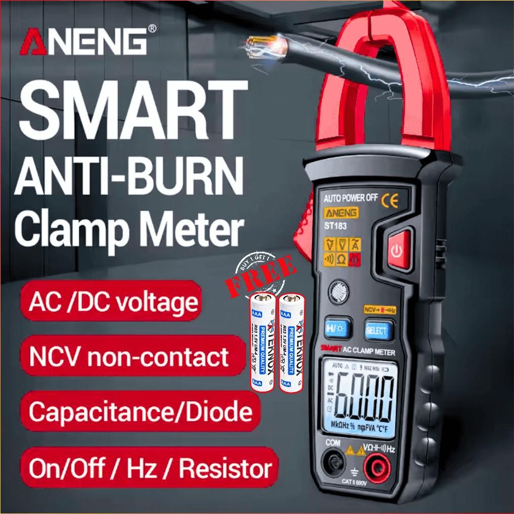 NO LIMIT ANENG Tang Ampere Digital AC DC + Baterai AAA 2 Pcs Multimeter Voltage Tester Clamp ST183 a