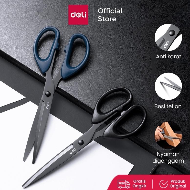 

Berkualitas Deli Gunting Teflon / Scissor Anti Karat Nyaman Digenggam 6009-S Promo