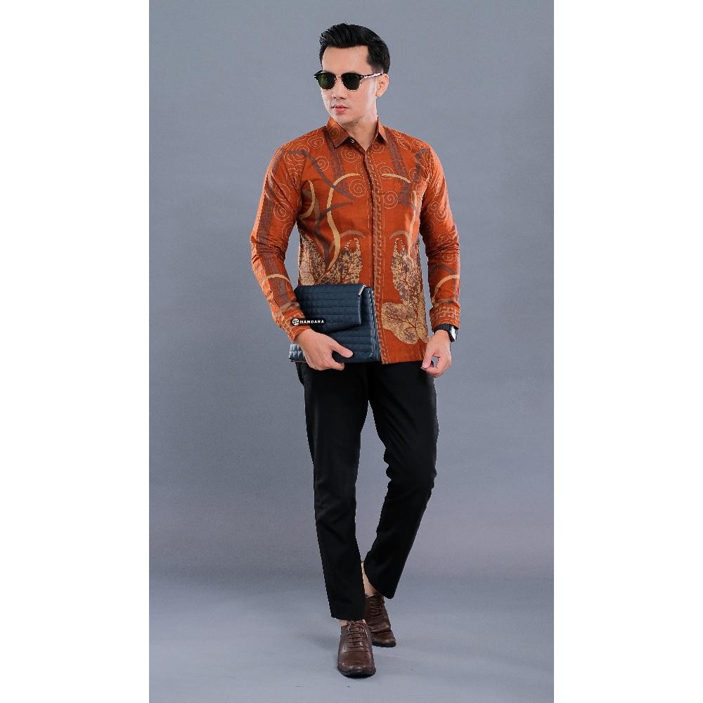 [Kecil Handara Batik Premium Pria Lengan Panjang Slim Fit Furing - Ranacotta Sd-67