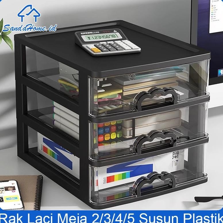 [Ready Stock] Rak Laci Meja 4 Susun Plastik Rak Desk Organizer Besar Laci Container Kertas A4 Rak Me