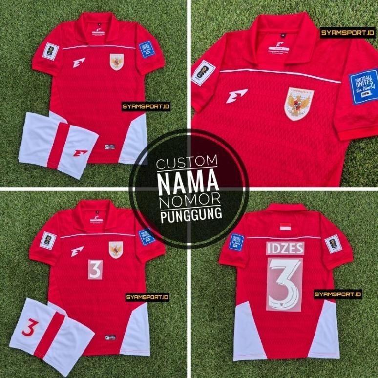 (Terbaru) Jersey Home Timnas Indonesia 2025 Fullset (Baju+ Celana) FREE PATCH WCQ | Jersey Timnas In