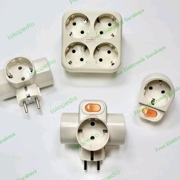 .........] Stop Kontak / Colokan T Arde + Saklar Broco Kotak UTICON 1 3 4 Lubang