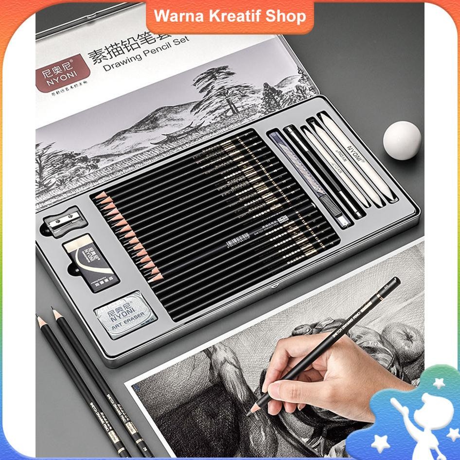 

29 Pcs Art Sketch Drawing Pencil Set Including Paper Eraser Pen Pencil Shaener Kneadable Eraser Art Knife Extender