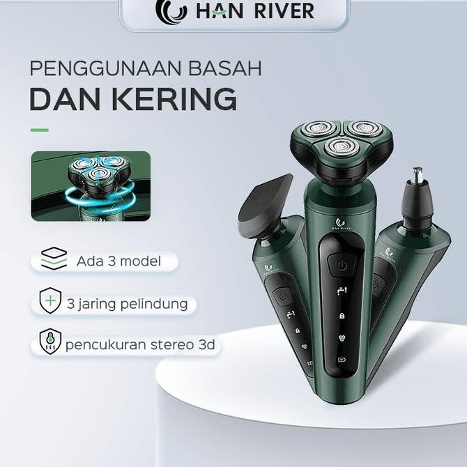 CodHan River Hrtxd02 Alat Cukur Rambut Elektrik Shaver Listrik Hitam Jenggot Razor Wajah Pencukur Ku