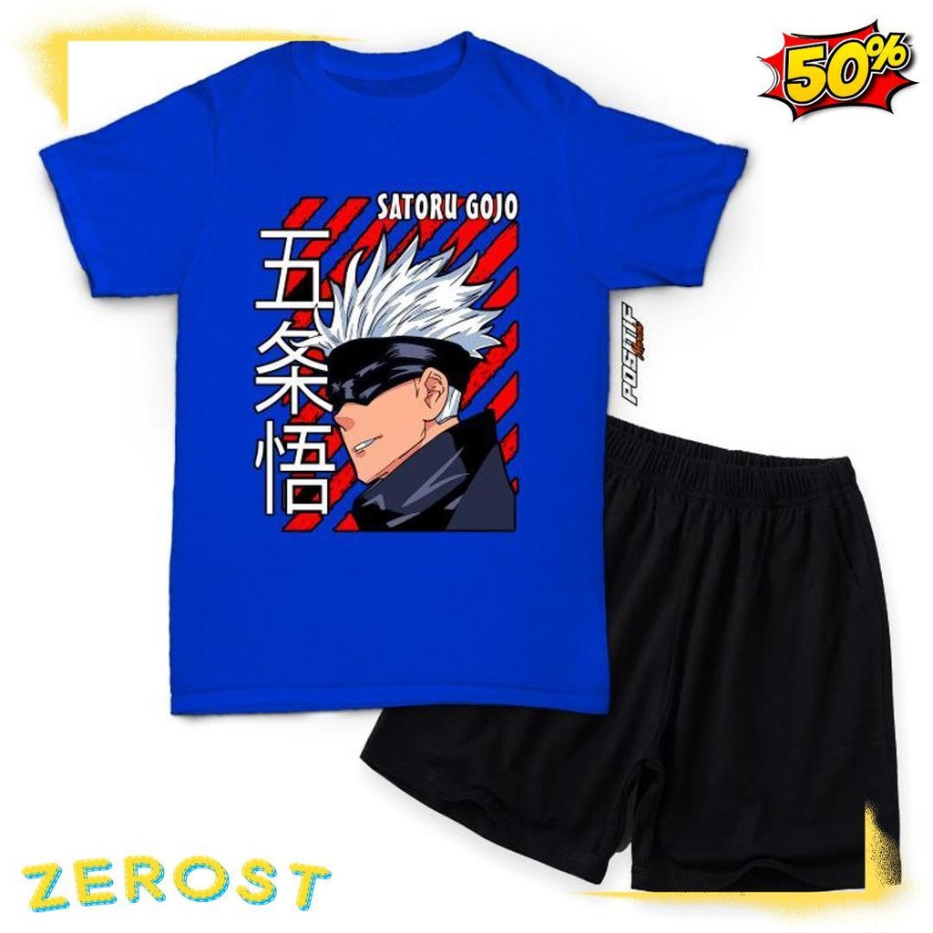 Diskon Kemerdekaan Positif Merch Baju Kaos Anak Setelan Anime Satoru Gojo Laki Perempuan