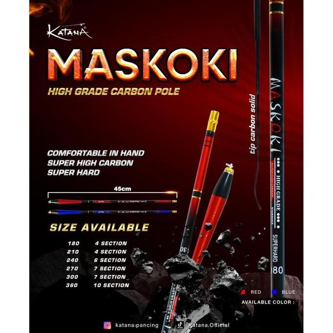 Joran Tegek Pancing Carbon Katana Maskoki Ruas Pendek Termurah