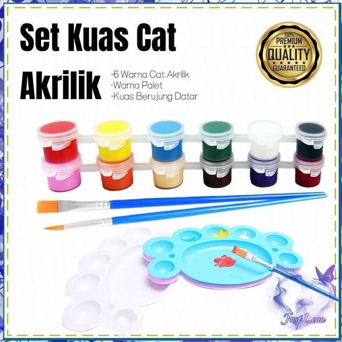 

6 Warna Cat Akrilik Set 3ml Set Kuas Cat Akriik Warna Palet Anak-anak Menggambar Cat Akrilik DIY Menggambar Plester Strip Perlengkapan Seni