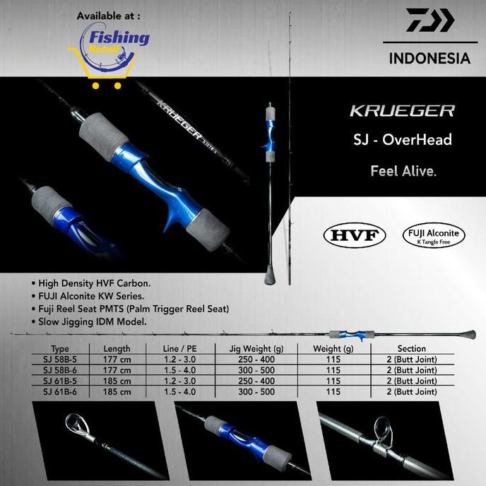 Rod Daiwa Krueger OH Overhead SJ58B SJ61B Garansi Daiwa Resmi