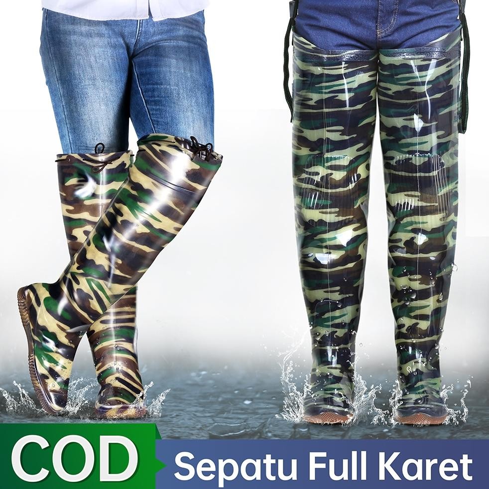 Sepatu Boots Tahan Air Full Karet Anti Ular untuk Petani Panjang Pria Super Awet