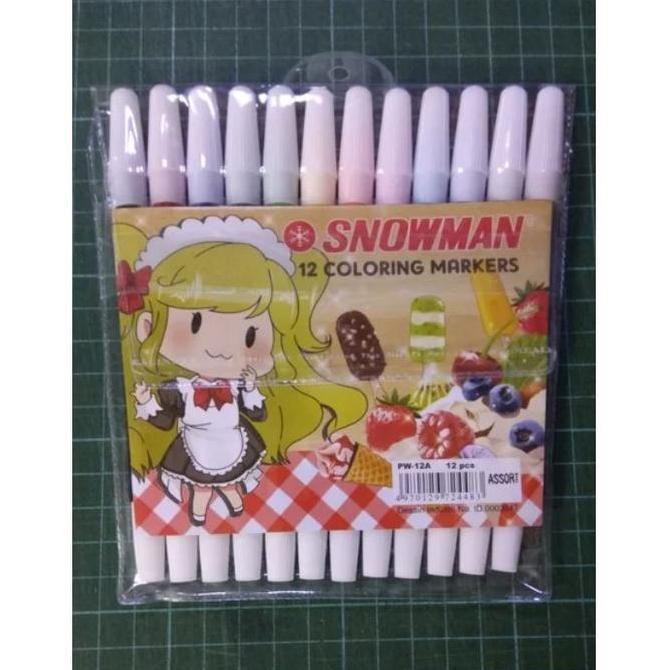 

best produk] TERMURAH 1 PACK SPIDOL SNOWMAN 12 COLORING MARKERS