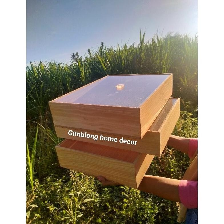 SATU SET BOX DONAT DENGAN KAKI PENYANGGA KAYU | WADAH DONAT | KOTAK DONAT KAYU | TEMPAT DONAT TUTUP 