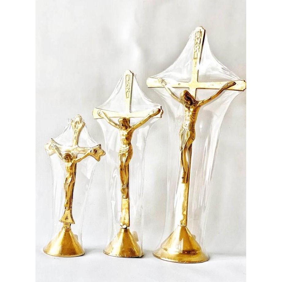 Salib Duduk Katolik Full Kuningan - Salib Meja