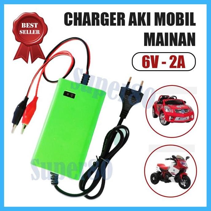 Charger Accu 6V 2A Untuk Mainan Mobil Motor Anak Alat  Cas Casan Aki Led Kecil Portable