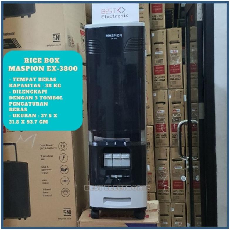 Maspion Rice Box Tempat Penyimpanan Beras 38KG EX-3800 EX 3800 EX3800