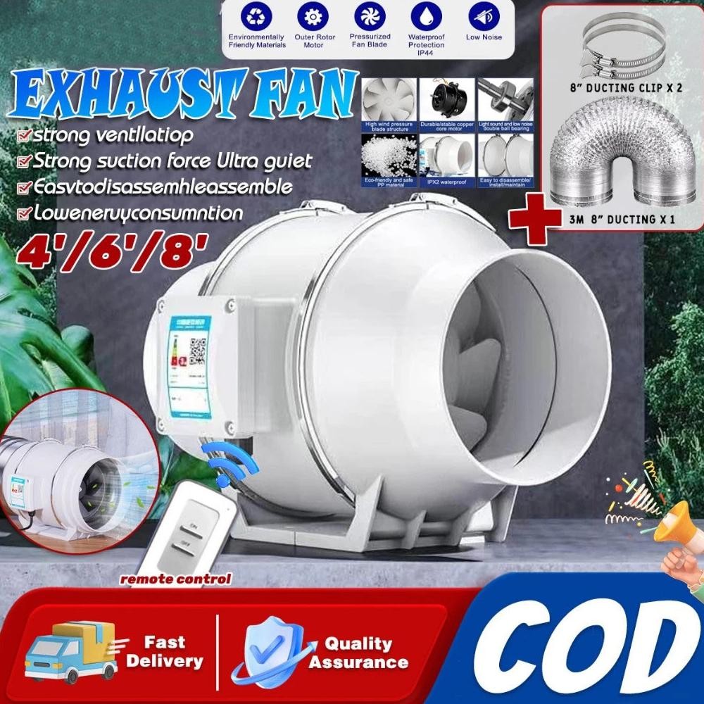 4" 6" 8" 220V Blower Dapur Penghisap Asap Dapur  Blower Hisap Untuk Kamar Mandi Dapur Kipas Angin Bu