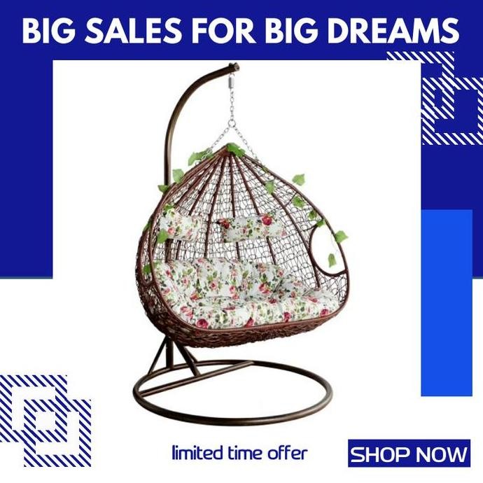 Ayunan Kursi Gantung Rotan Sintetis Semi Jumbo Santai Teras Rumah Set