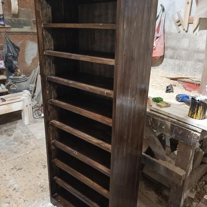 Rak sepatu minimalis kayu jati belanda