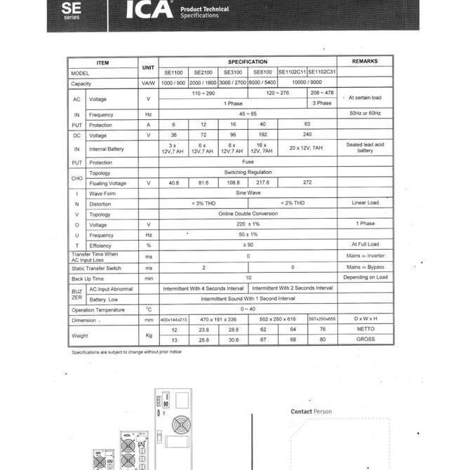 UPS ICA TYPE SE6100 ONLINE SINEWAVE/ 6000VA 5400 WATT UPS Online ICA