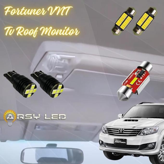 ARSYLED LAMPU LED Plafon Kabin Mobil Fortuner vnt 2012 2015 isi 5 buah TV Monitor Xtrime Bright Car