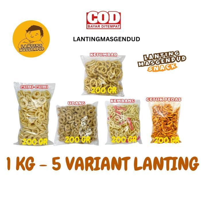 

LS 1 kg 5 Macam Varian Lanting Singkong - Cemilan Snack Pedas Gurih Asin Food Udang Keripik Makanan cemil an