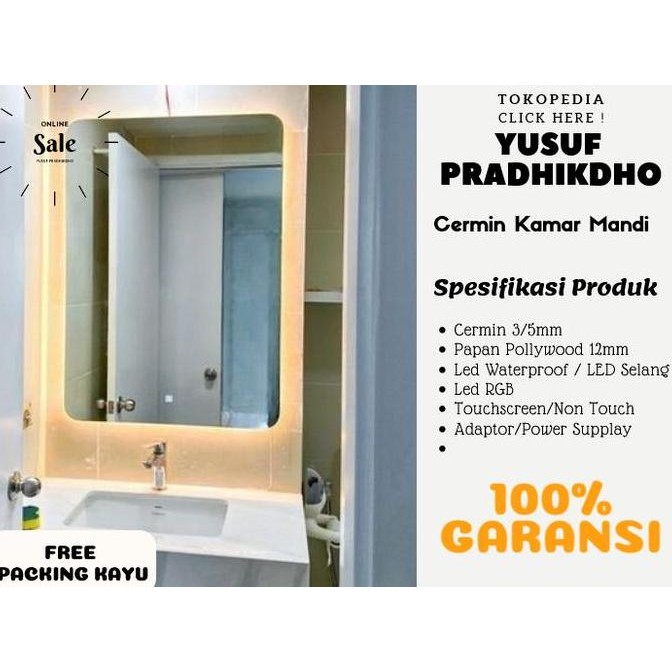 NEW - Cermin Rias Led Touch Screen Kamar Mandi Moderen