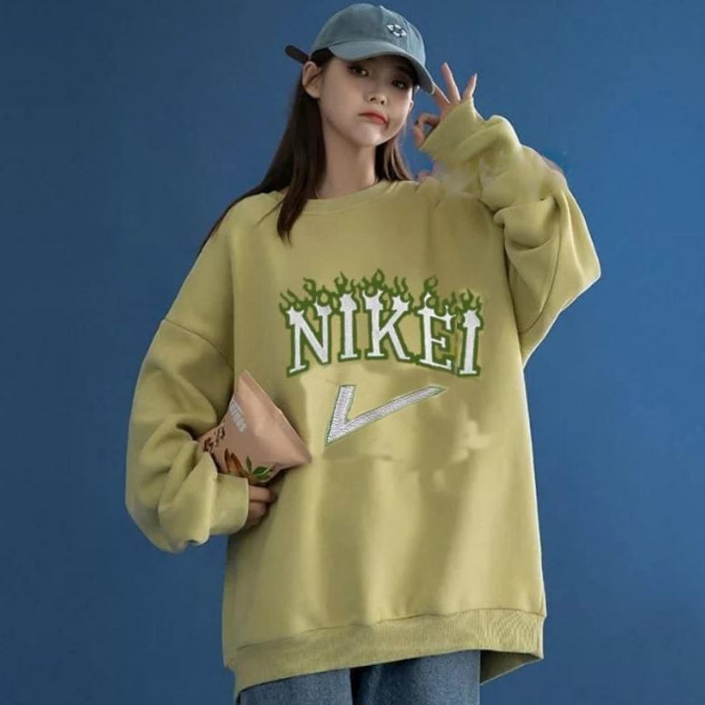 Berkualitas FIRE NIKEI BORDIR SWEATER OBLONG CREWNECK BABYTERRY MOTIF API ~