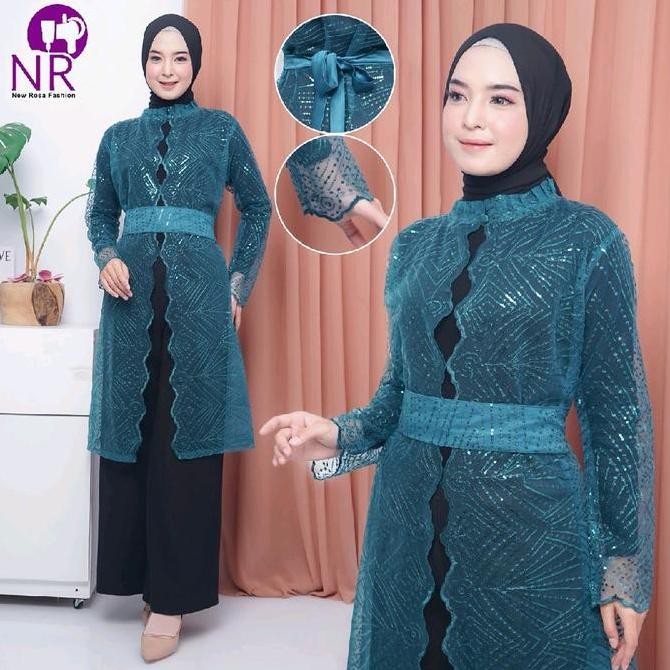 DI140 >> Hadju Outer Wear  / Atasan Rompi Luaran Bahan Brukat Tulle Premium / Cardigan Bahan Brukat 