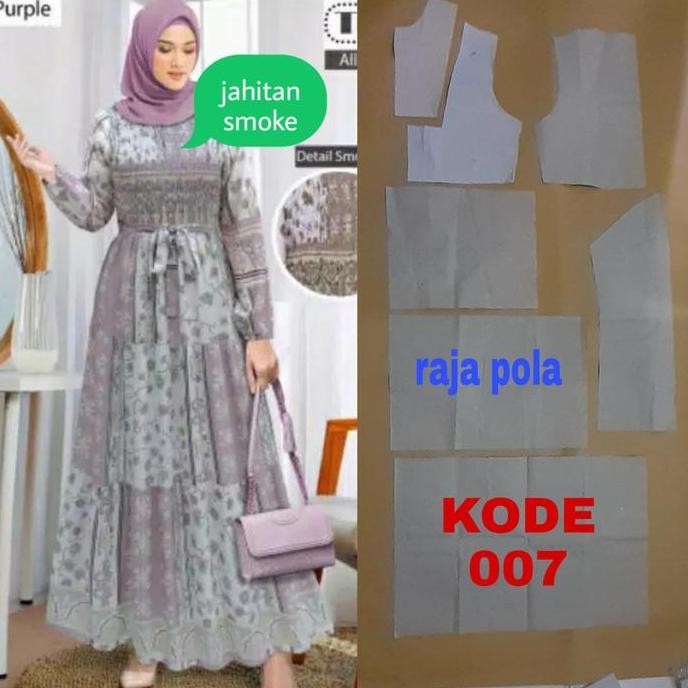 DV30 }} pola gamis dewasa susun smoke
