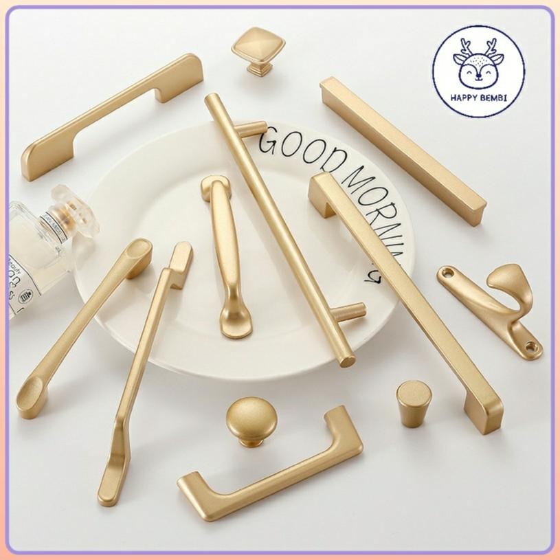 Miliki Handle lemari Gold Knob Gagang Emas Hitam Gold Tarikan Laci Minimalis Modern Bulat Gagang Pin