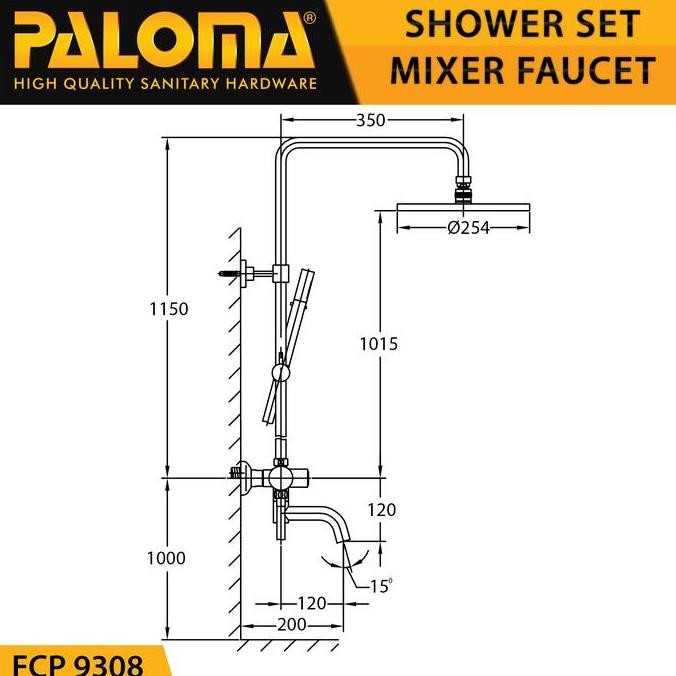 PALOMA FCP 9308 Shower Tiang Set Column Mandi Keran Kran Panas Dingin