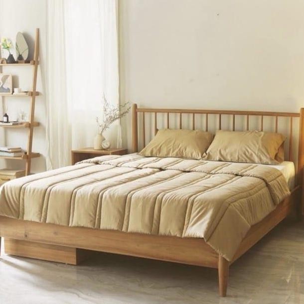 PLAIN SOFT COTTON KOREAN BED COVER - Selimut Empuk Topper Matras Korea