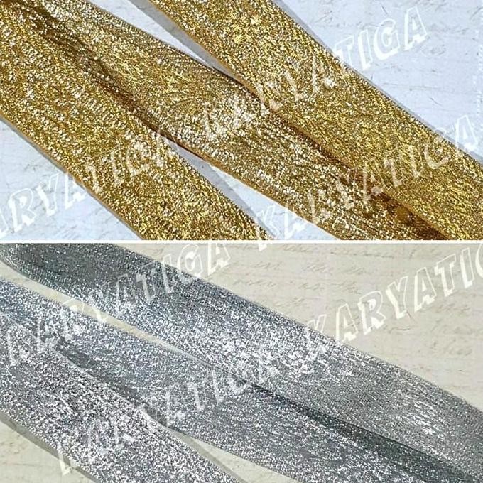 

=+=+=+] Renda / Pita Gamis 1 Inch 02 Warna Emas / Perak (15 Meter)