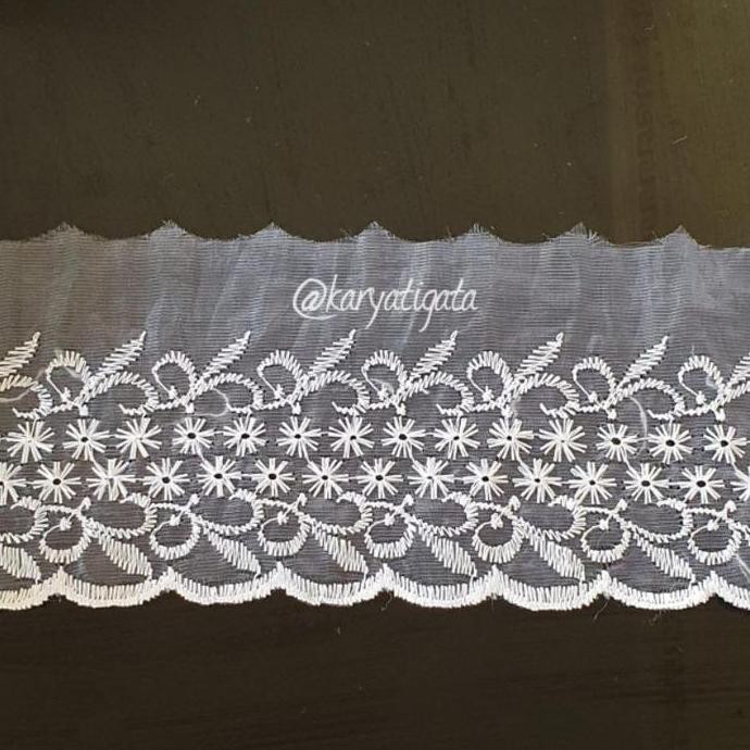 

=+=+=+] Renda Nilon Bordir Lebar 10 cm - Motif 2 (15 Yard) Putih