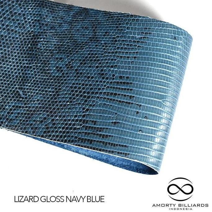 Genuine Lizard Leather Gloss Navy Blue / Grip / Wrap Stick Billiard