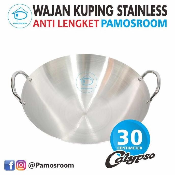 Calypso Wajan Penggorengan 30cm Stainless Steel Diameter Wajan Stainless Kuping 30 cm