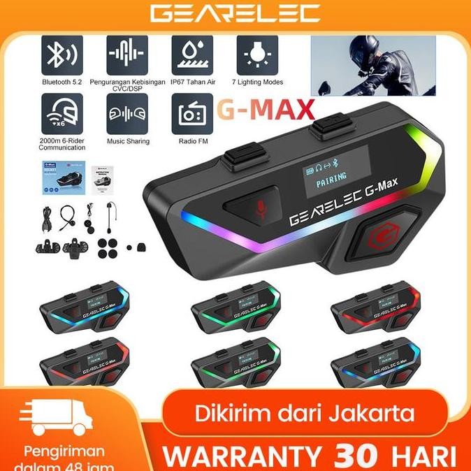 PROMO - G-MAX Bluetooth Headset Helm Sepeda Motor 6 orang Intercom 2000M