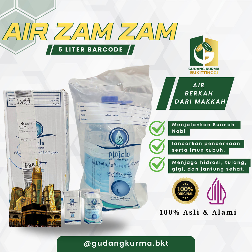 

Air Zam zam 5 Liter Barcode 100% Asli dan Kualitas Terbaik