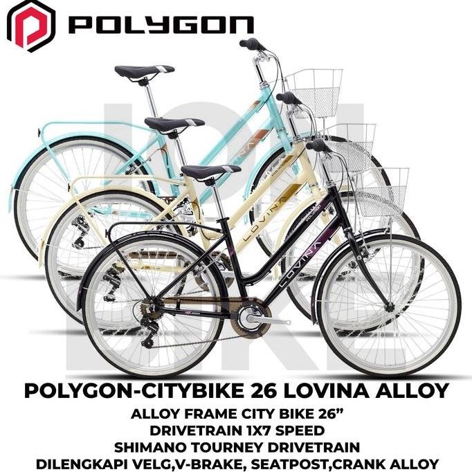 SEPEDA CITY BIKE 26 INCH POLYGON LOVINA FRAME ALLOY RINGAN TERBARU CTB CITYBIKE URBAN CEWEK WANITA I