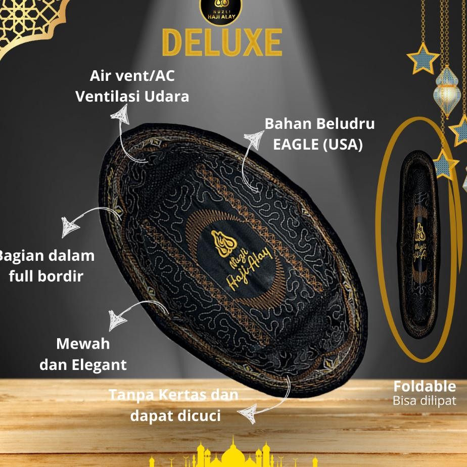 Peci Songkok Haji Alay Deluxe Ac Non Ac Tinggi 7 8 9 10 Cm Hitam Polos Pria Ukuran Dewasa Anak Jumbo