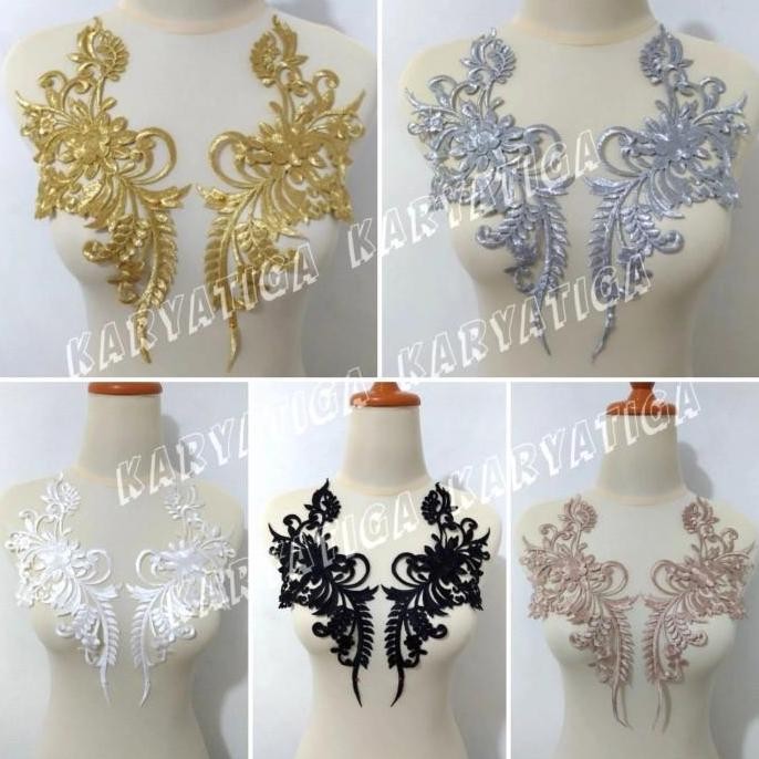 

langsung order saja] Renda Bordir Kerah Sepasang Motif Bunga - Batch 1