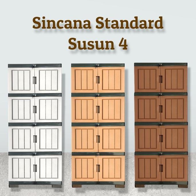 NEW - GARANSI 00% / SINCANA KAYU STANDARD - Lemari Plastik 4 Susun