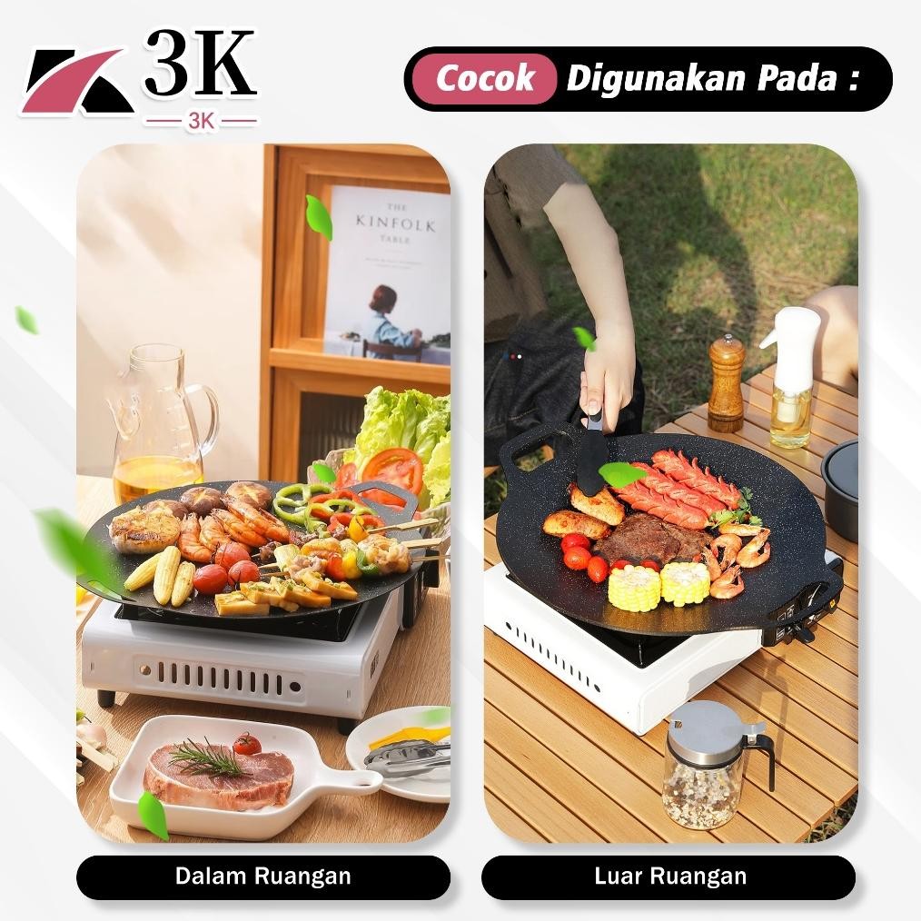 Bisa Cod (3K Surabaya) Wajan Datar Bbq Anti Lengket 34Cm Serbaguna/Panci Panggangan Ikan Grill Steak