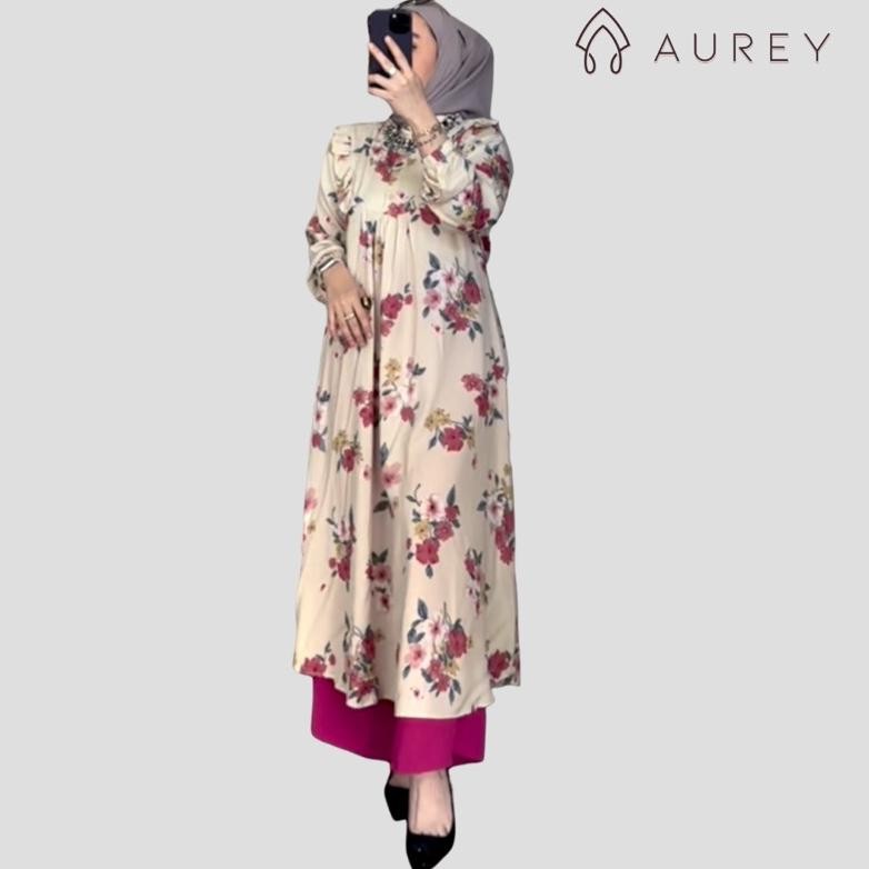 Termurah Aurey - Oneset Long Tunik Wanita Namira Setelan Tunik Panjang Rayon Busui Setelan Celana Le