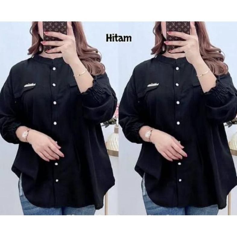 Original Salsa Shirt Kemeja Oversize - Atasan Wanita Polo Linen Rt-4