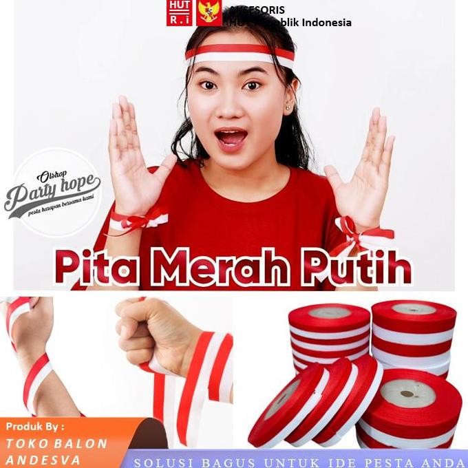 

pita merah putih 20 yards / Pita satin merah putih 1 inch / hiasan 17 agustus / HUT RI / pita kain satin merah putih