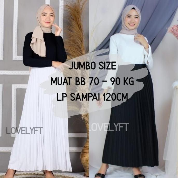 Rok Plisket JUMBO SIZE Premium Quality /Rok Rempel Panjang / Rok hijab