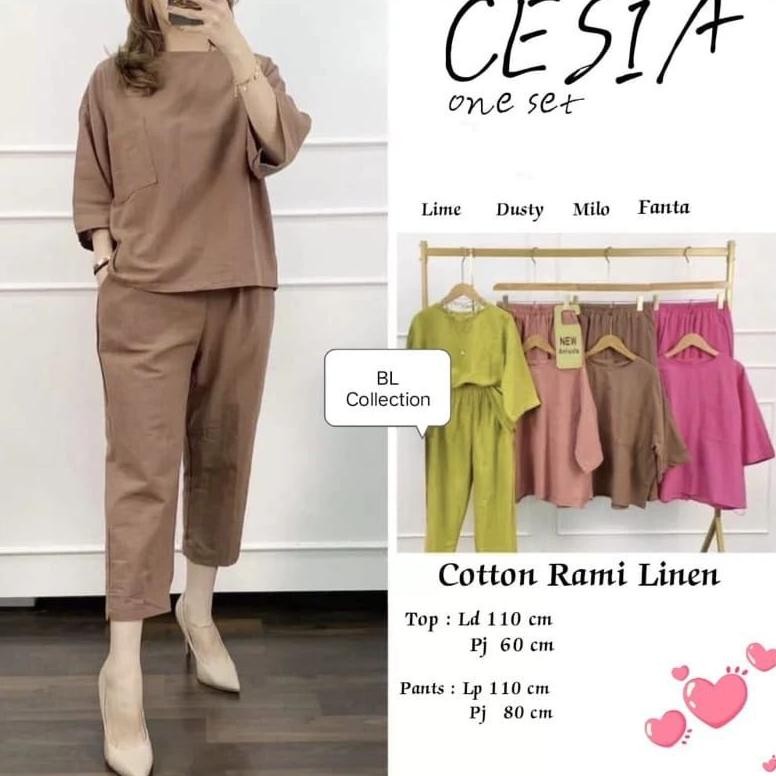 Uy-23 Promo Cozie One Set / Cozie Jumbo / Setelan Wanita Terbaru / One Set Katun Linen Premium / Ces