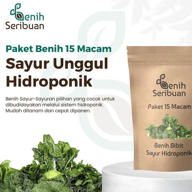 Bibit Sayuran Hidroponik Paket 15 Macam Benih Sayur Daun Seribuan