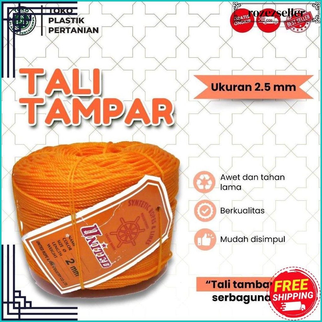 

Tali Tampar United Serbaguna Ukuran 2.5 Mm 1 Roll / Panjang 220 Meter Termurah Banget