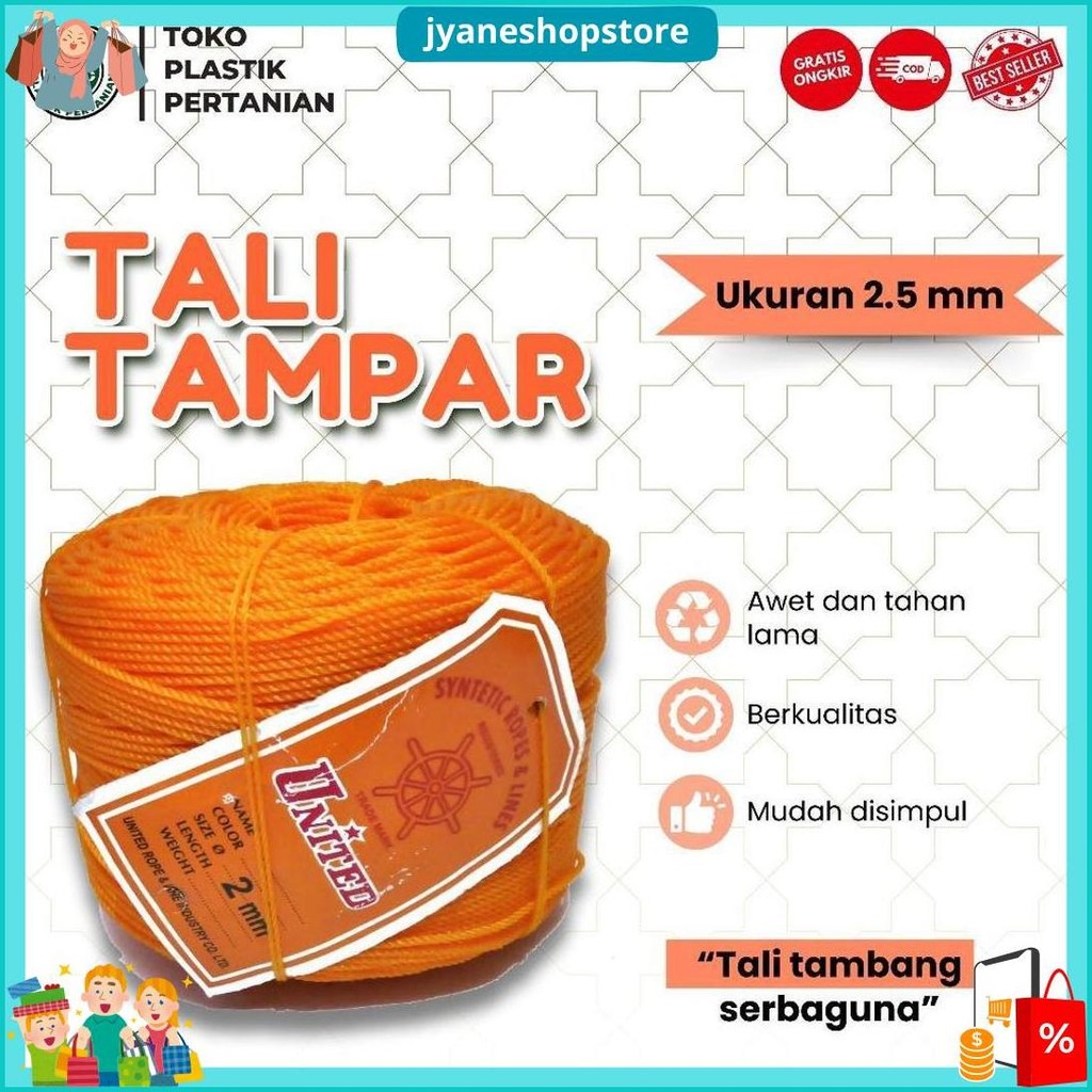

Tali Tampar United Serbaguna Ukuran 2.5 Mm 1 Roll / Panjang 220 Meter Original Produk